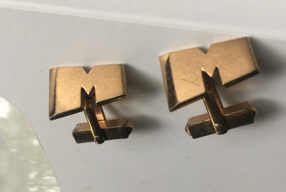 Initial M Cufflink, Initial M Cuff Link, M Cuffli… - image 1