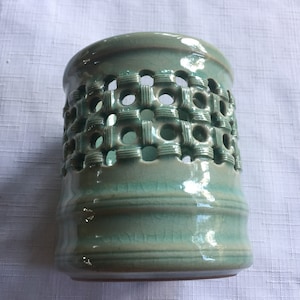 Asia Votive, Ceramic Votive, Asia Candleholder, Tea Light, Tealight, Chinese Decor, Glass Votive, Chinese Tealight, Green Votive, Asia Decor