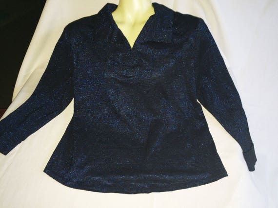 Long Sleeve Top, Long Sleeve Blouse, Shiny Top, B… - image 3