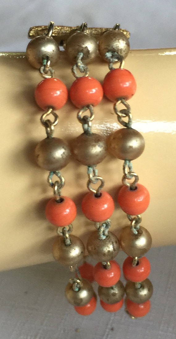 Orange Bead Bracelet, 60s Bracelet, 60s Bead Brac… - image 8