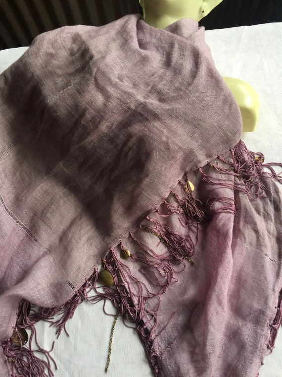 Lavender Scarf, India Scarf, Sari Scarf, Purple S… - image 5