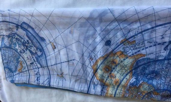 Oversize Print Scarf, Map Scarf, Global Scarf, Bl… - image 9