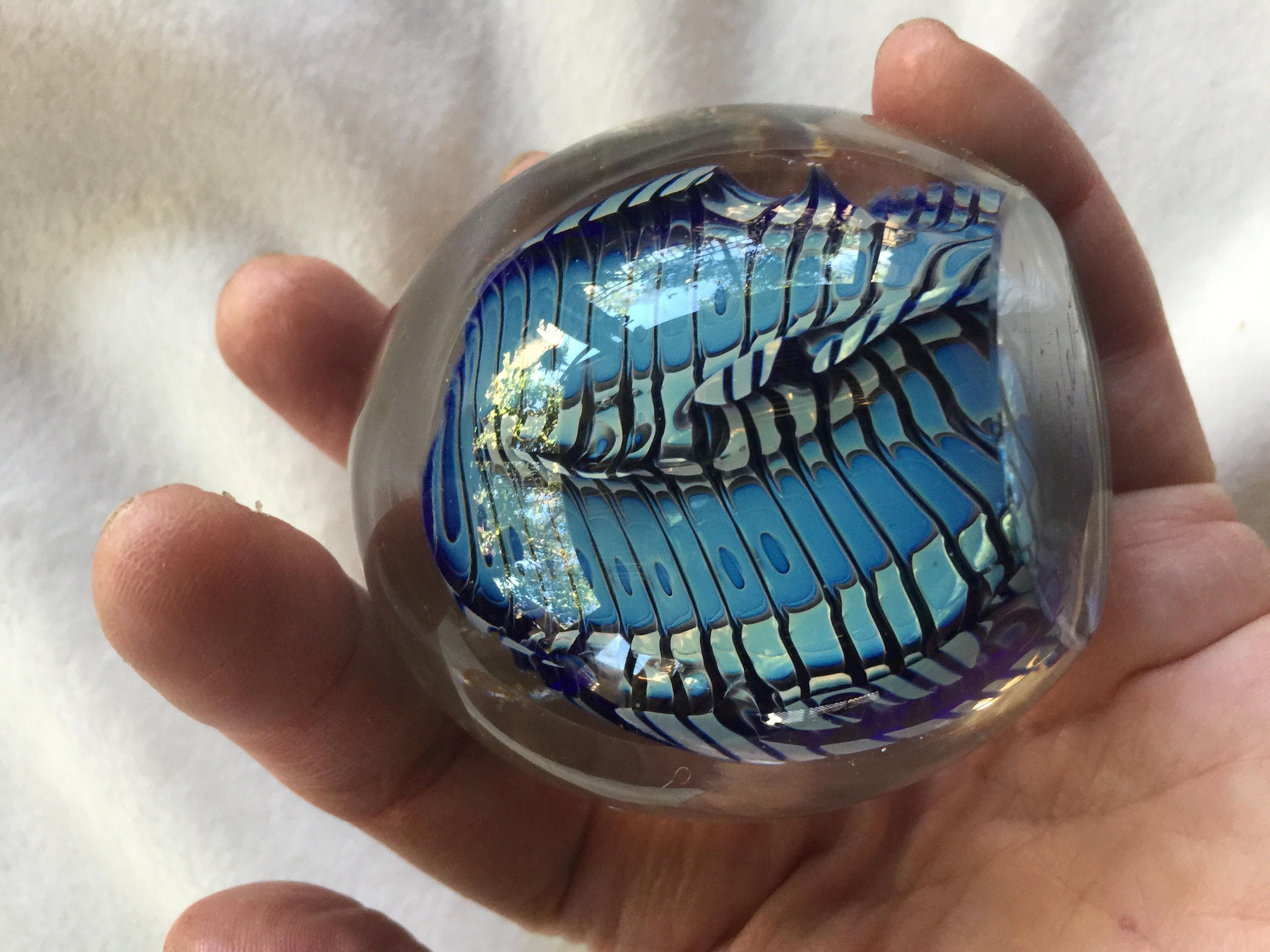 Paperweight In Use Glass Desk Art, Blown Paperweight, Signed Paperweight, Glass ...