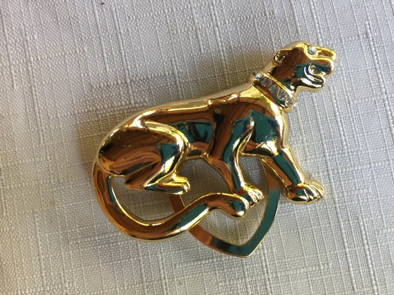 Gold Panther Pin, Cougar Pin, Cougar Brooch, Pant… - image 3