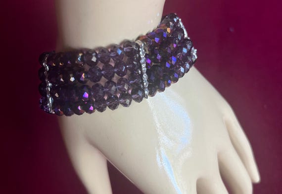 Stretch Bracelet, Aurora Bracelet, Faceted Bracelet, Beaded Bracelet, Purple Bracelet, Sparkly Bracelet, Fancy Bracelet, Crystal Bracelet View 5