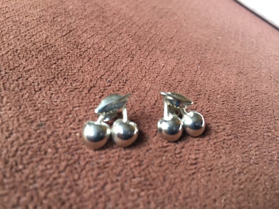 Cherry Stud, Silver Stud, Cherry Earring, Silver … - image 4