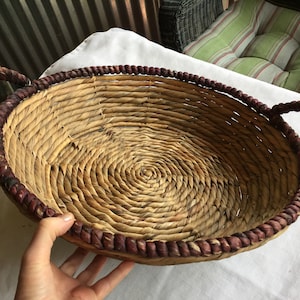 Wicker Serving, Wicker Tray, Serving Tray, Rustic Tray, Wicker Platter, Serving Platter, Serving Basket, Round Tray, Handle Tray, Large Tray