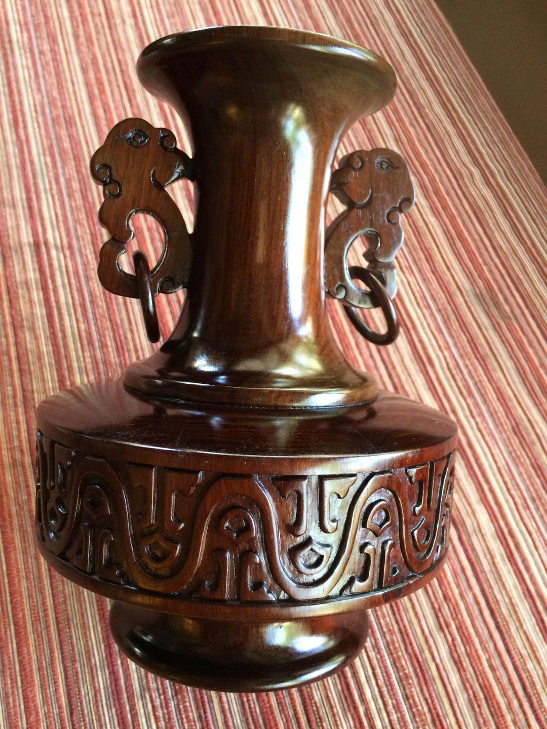 Wood Vase,wooden Vase,hardwood Vase,carve Wood Vase,carve Vase,dark