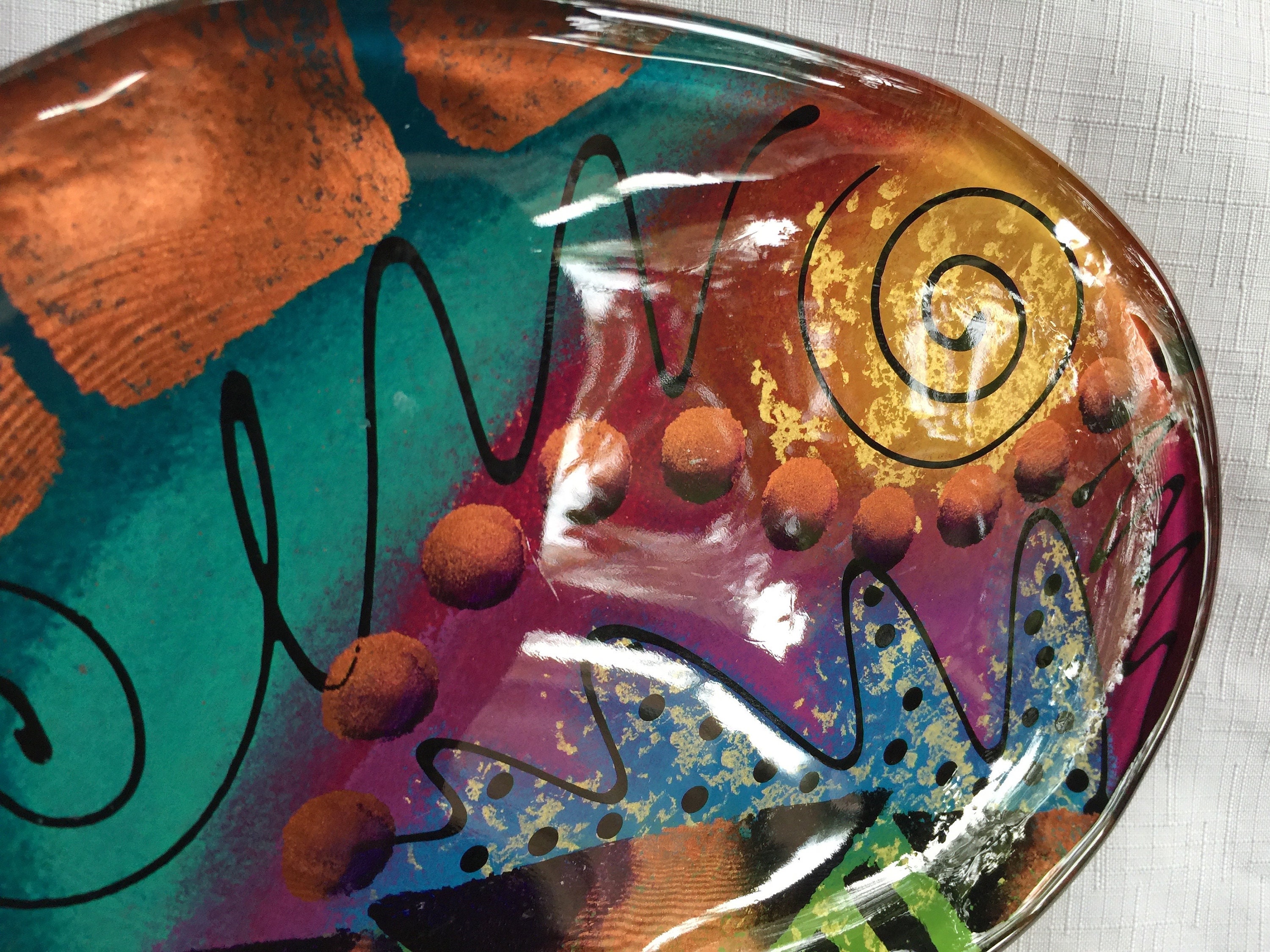 Art Glass Plate Paint Art Plate Art Trinket Dish Art Glass Etsy