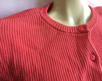 Orange Sweater, Orange Cardigan, Ribbed Cardigan, Ann Taylor Sweater, Spring Sweater, Rib Sweater, Lightweight Cardigan, Lightweight Sweater