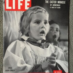 Life Magazine Retro Advertising, Americana, Collectible Magazine, 50 Cultura, Altar de Pascua, A-Bomb, Coro de Publicación de la Revista Mid Century