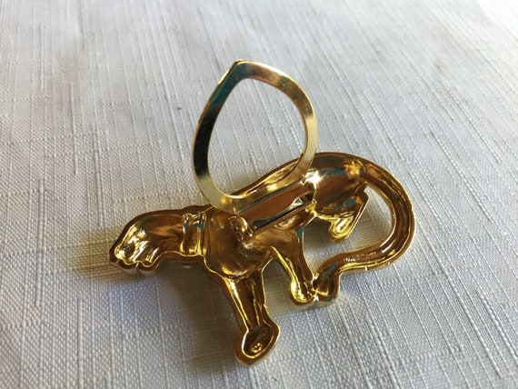 Gold Panther Pin, Cougar Pin, Cougar Brooch, Pant… - image 4