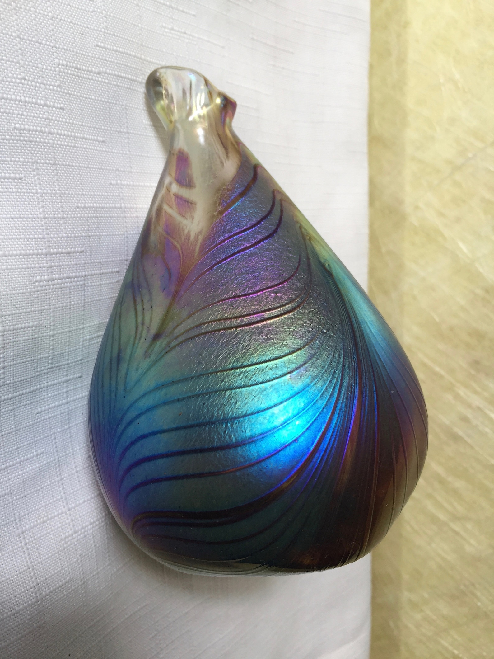 Pulled Feather Vase Blue Art Vase Artisan Blue Vase Medium Etsy