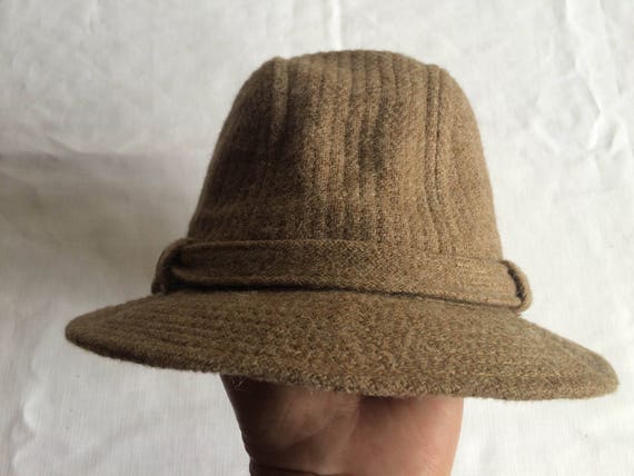Tan Wool Hat, Tan Hat, Beige Wool Hat, Retro Tan … - image 4