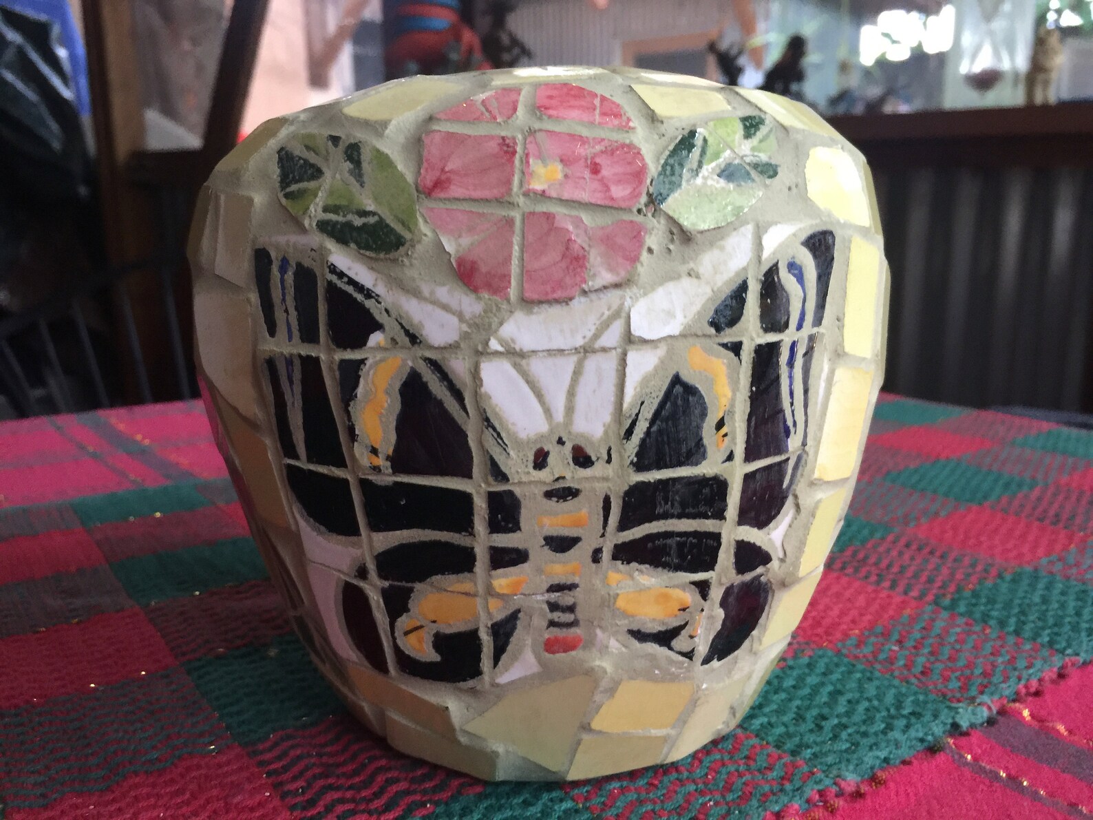 Mosaic Vase Tile Vase Butterfly Vase Mosaic Tile Vase Art Etsy