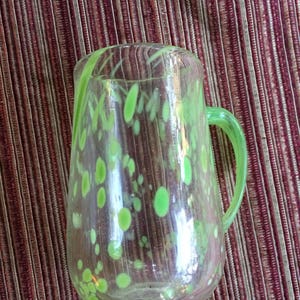 Blown Glass Mug, Artisan Mug, Art Glass Mug, Art Glass Cup, Art Coffee Cup, Boho Mug, Boho Glass Mug, Glass Cup, Craft Glass Mug, Green Mug