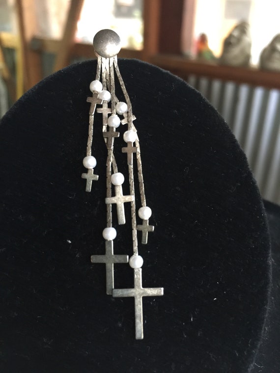 Cross Earring, Cross Drop, Cross Silver Dangle, Religious Earring, Cross Jewelry, Silver Cross Earring, Christian Earring, Christian Dangle