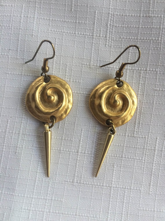 Roman Earring, Forged Earring,Hammered Earring,Gol