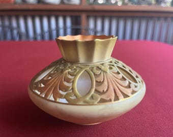Cuenco para popurrí, quemador de incienso, porcelana inglesa, Royal Worcester, porcelana Art Nouveau, regalo de incienso, porcelana fina, popurrí, incienso antiguo,