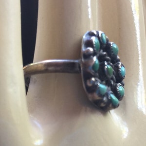 Turquoise Ring,Hippie Ring,Turquoise Stone Ring,Navajo Ring,60 Ring,Turquoise Band,Retro Turquoise Ring,Turquoise Pinky,Turquoise Inset Ring image 2