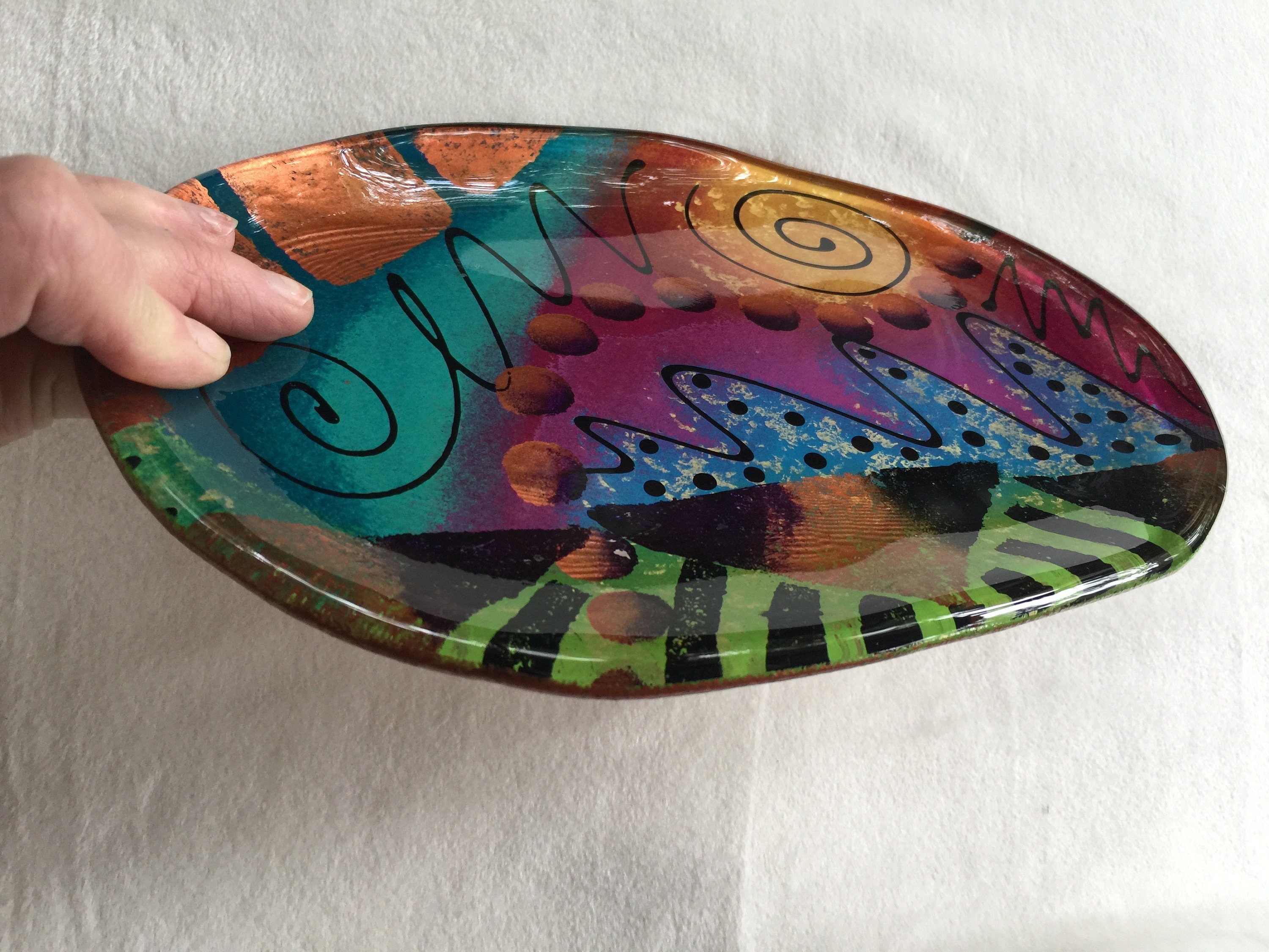 Art Glass Plate Paint Art Plate Art Trinket Dish Art Glass Etsy