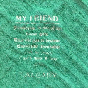Friendship Hankie, Novelty Gift Hankie, Friend Handkerchief, Novelty Handkerchief, Hankie Gift, 50 Hankie, Green Handkerchief, Pocket Hankie
