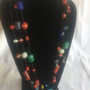 Multi Color Necklace, Glass Necklace, Rustic Bead Necklace, Colorful Necklace, Glass Bead Necklace, Chunky Necklace, Nugget Necklace, Beads