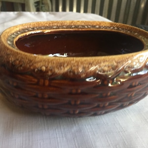 Hull Dish, Oven to Table, Retro Bakeware, Brown Baking Serving Bowl Stoneware Casserole Glazed Pottery Rustic Mid Century Decorative Oval