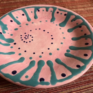 Pastel Art Plate, 8 Inch Art Plate, Spiral Plate, Painted Plate, Art Plate, Multi Color Plate, Italy Plate, Italy Art Plate, Colorful Plate