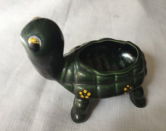 Turtle Planter, Herb Planter, Shallow Planter, Small Planter, Turtle Lover, Turtle Gift, Turtle Decor, Turtle Figurine, Ceramic Turtle