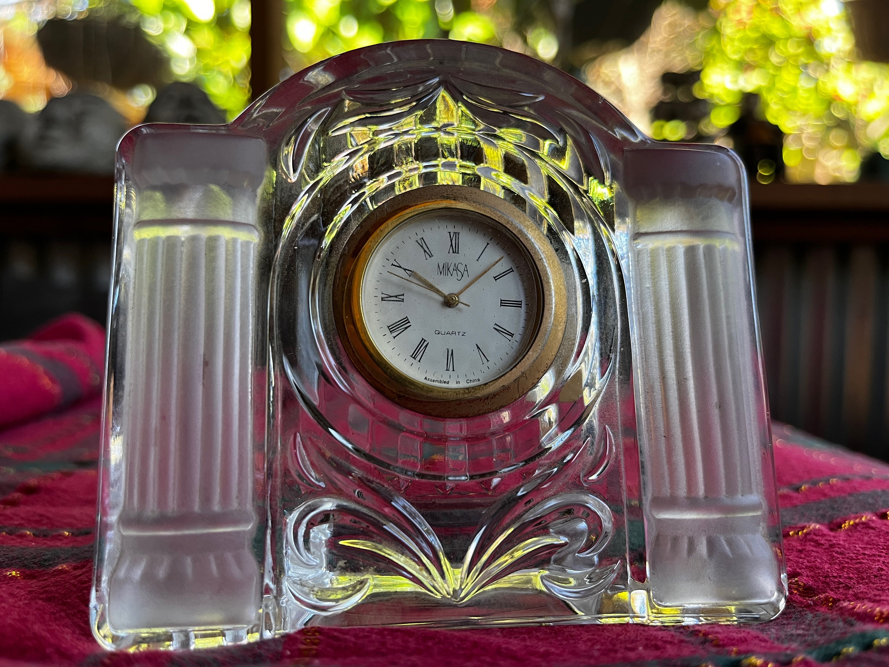 Mikasa Crystal Mantle Clock, Mid-century Elegant Glass Clock - Etsy