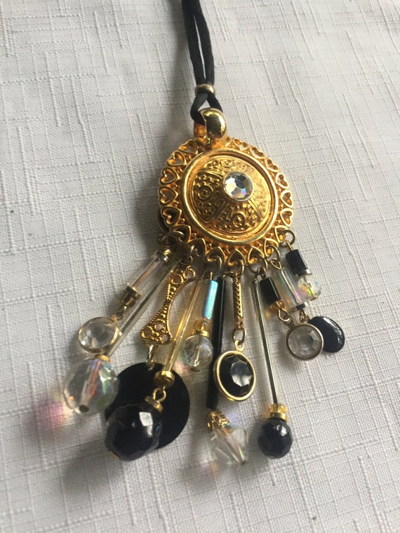 Black Gold Pendant, Crystal Pendant, Black Gold N… - image 8