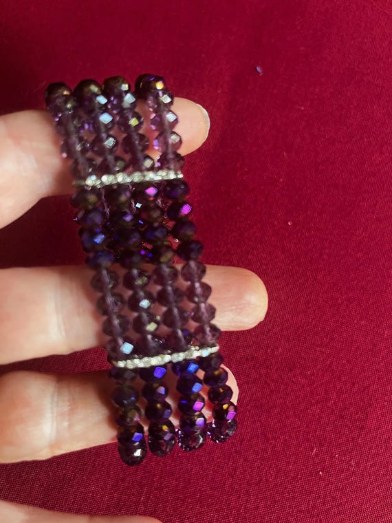 Stretch Bracelet, Aurora Bracelet, Faceted Bracelet, Beaded Bracelet, Purple Bracelet, Sparkly Bracelet, Fancy Bracelet, Crystal Bracelet View 2