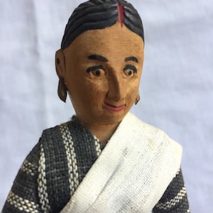 India Doll, India Wood Doll, India Sculpture, India Wood Figure, Wood Doll, Wood Girl, Wooden Sculpture, India Folk Art, India Art