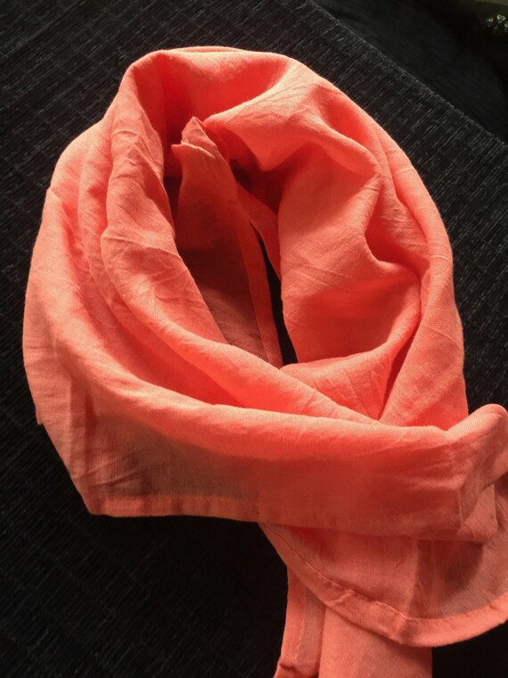 Peach Scarf, Pink Cotton Scarf, Solid Pink Scarf,… - image 5