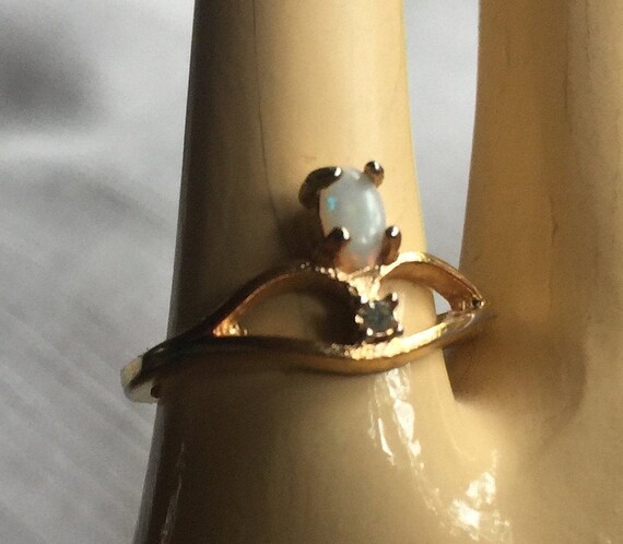Opal Diamond Ring, Opal Pinkie Ring, Opal Pinky R… - image 7