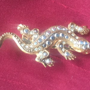 Lizard Pin, Gold Lizard Pin, Lizard Brooch, Reptile Pin, Lizard Jewelry, Gold Rhinestone Pin, Rhinestone Lizard, Sparkly Lizard Pin,