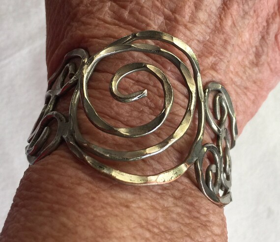 Hammer Silver Cuff, Silver Cuff, Primitive Bracel… - image 1