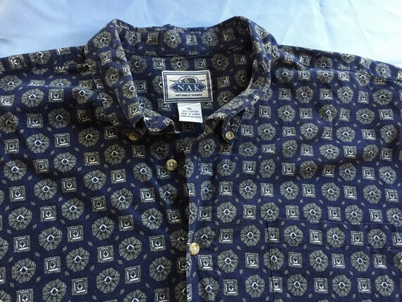 Oxford Shirt, Blue Print Shirt, Button Front, Sho… - image 9