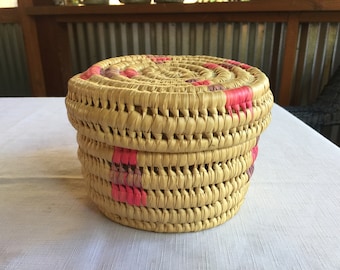 Decorative Basket, Flat Basket, Accent Basket, Handmade Basket, Shallow Basket, Woven Bowl, Woven Basket, Matching Basket, Rolled Basket