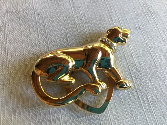 Gold Panther Pin, Cougar Pin, Cougar Brooch, Pant… - image 2