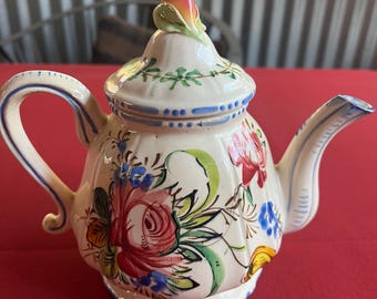 Tetera italiana, Tetera de cerámica, Tetera de cerámica, Tetera con motivos florales, Tetera pintada, Cocina italiana, Tetera pequeña, Té italiano, Regalo de té, Tetera elegante