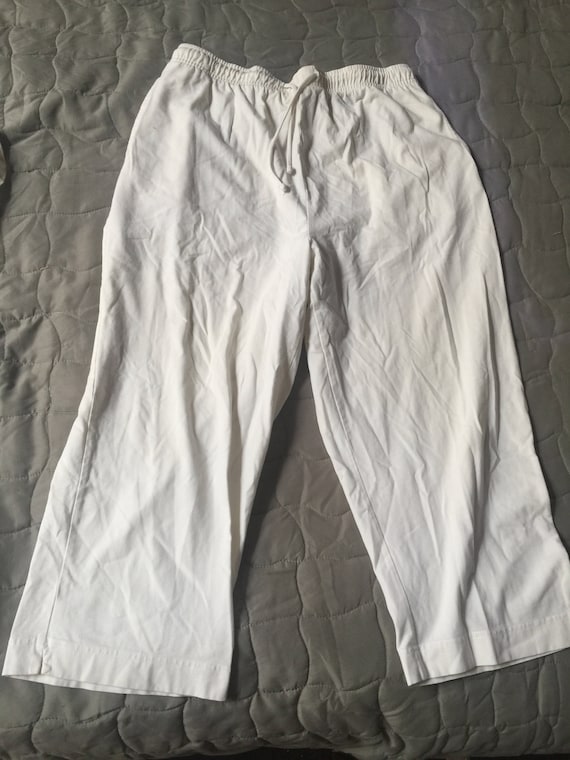 White Cropped Pants, White Baggy Shorts, White Gym