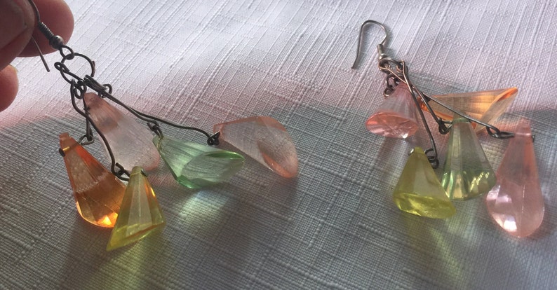 60 Pastel Earring, Pastel Earring, Pastel Dangle, Pastel Lucite Dangle, 60 Lucite Dangle, Pink Yellow Dangle, 60 Pink Dangle, Spring Dangle image 4