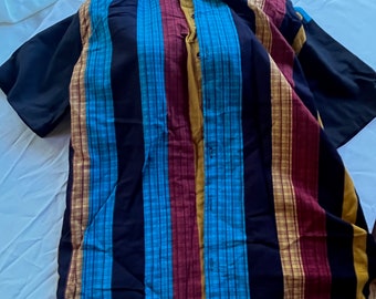 Retro print XL shirt, Striped XL Shirt, Cotton XL shirt, Patchwork shirt, Print Shirt, Abstract Shirt, Striped Blouse, Print Blouse, Xl top