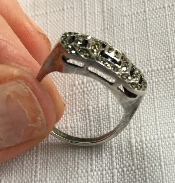 Marcasite Ring, Sparkly Ring, Deco Ring, Pave Mar… - image 6