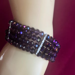Stretch Bracelet, Aurora Bracelet, Faceted Bracelet, Beaded Bracelet, Purple Bracelet, Sparkly Bracelet, Fancy Bracelet, Crystal Bracelet