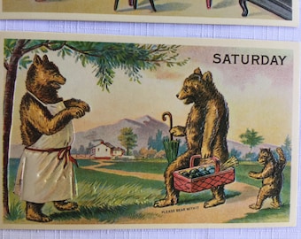 Bear Postcard, Teddy Bear Card, Teddy Bear Postcard, Bear Card, Teddy Bear Ephemera, Housework Card, Bear Greeting, Bear GIft, Postcard