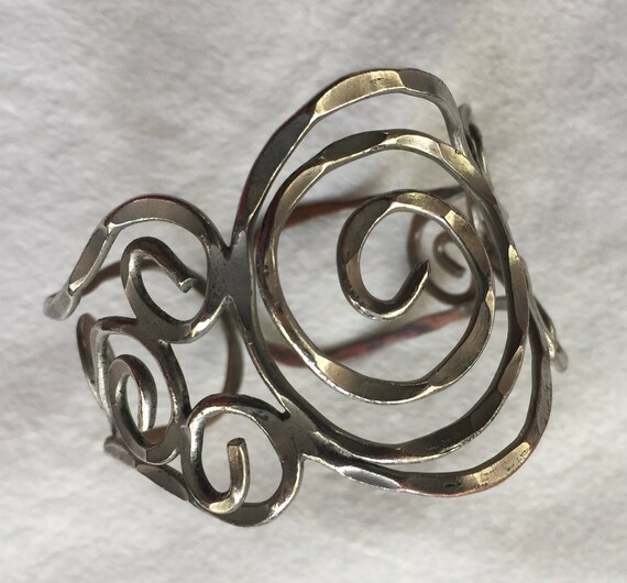 Hammer Silver Cuff, Silver Cuff, Primitive Bracel… - image 3
