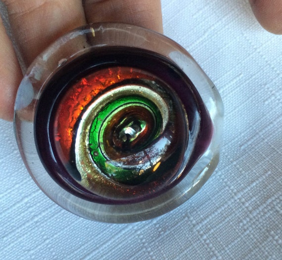 Blown Glass Pendant, Art Glass Necklace, Vortex G… - image 1